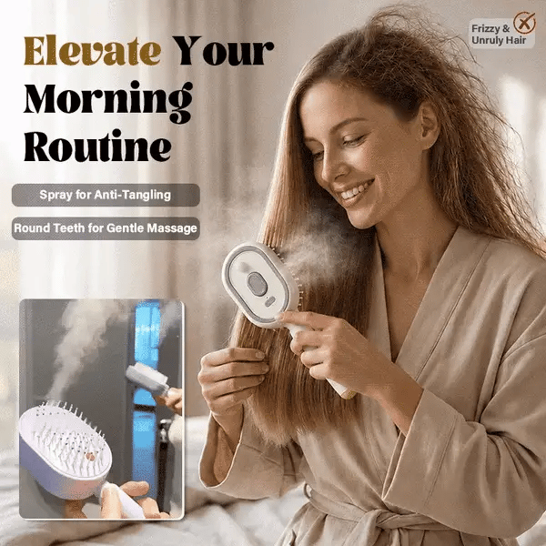 Vehicle-Ready Electric Steaming Massage Hair Care Brush for Garage Use