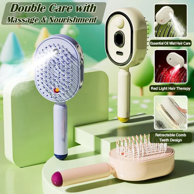 Vehicle-Ready Electric Steaming Massage Hair Care Brush for Garage Use