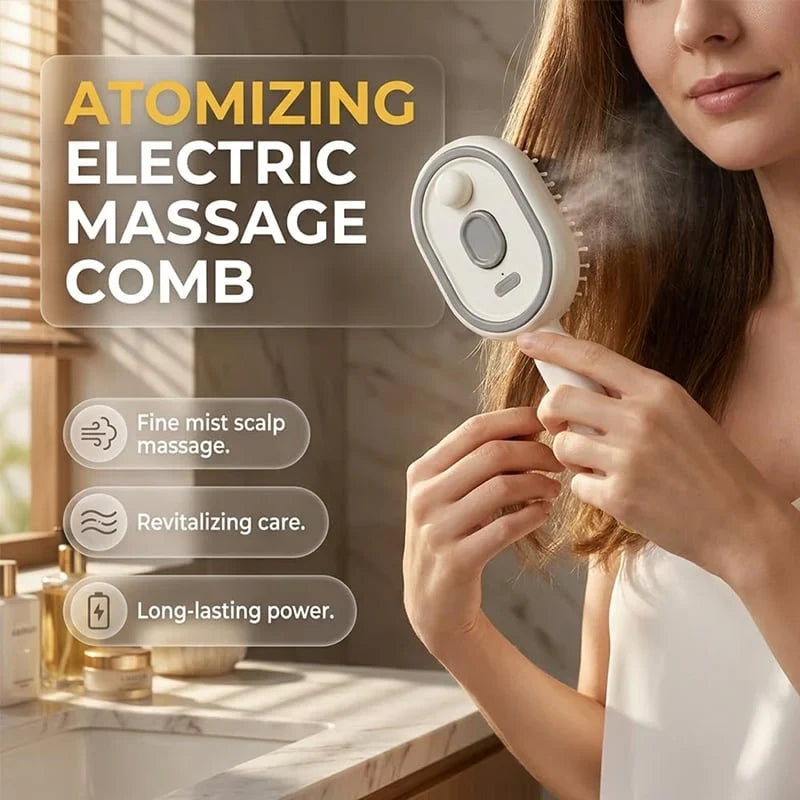 Vehicle-Ready Electric Steaming Massage Hair Care Brush for Garage Use