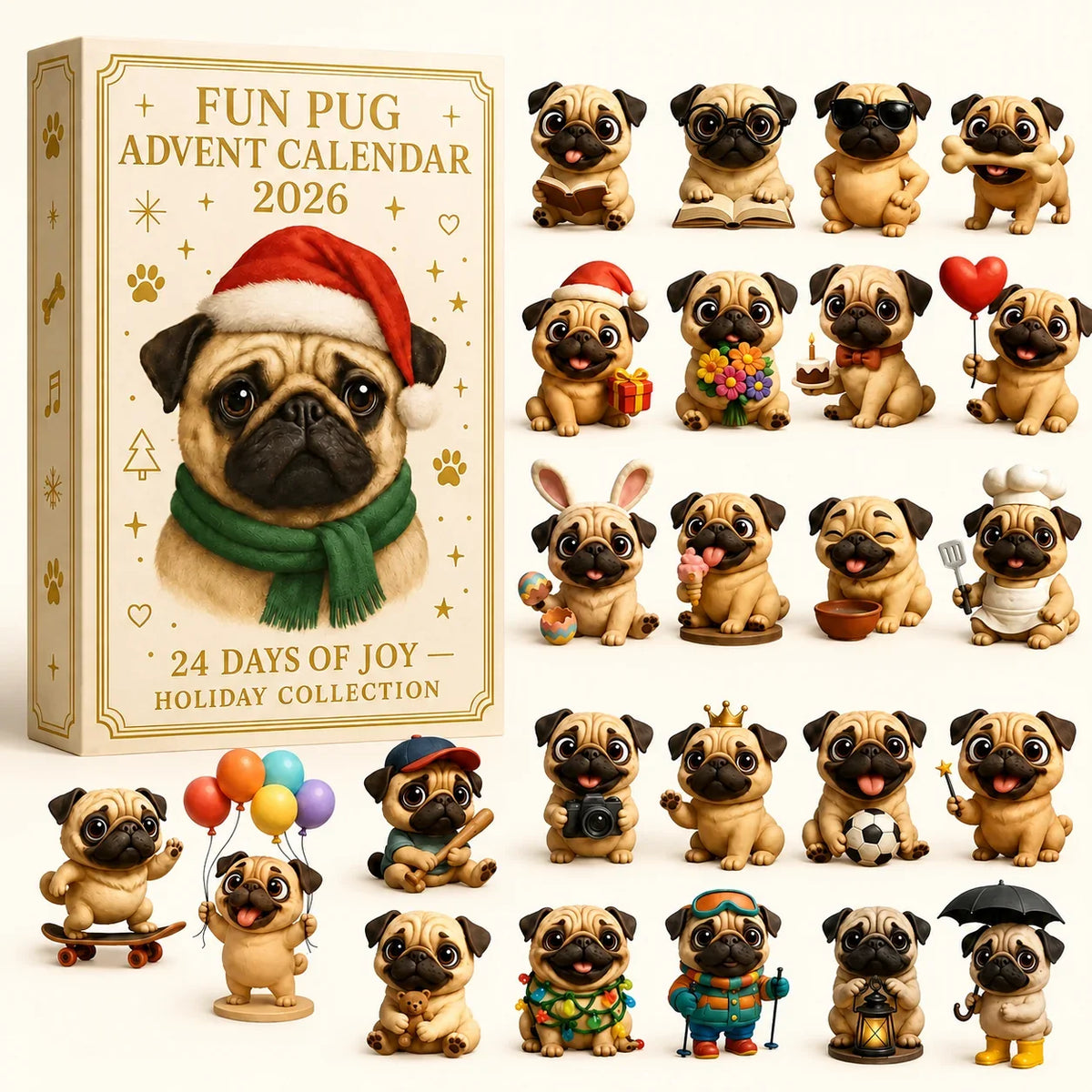 Purpose-Built Fun Pug Advent Calendar for Everyday Use