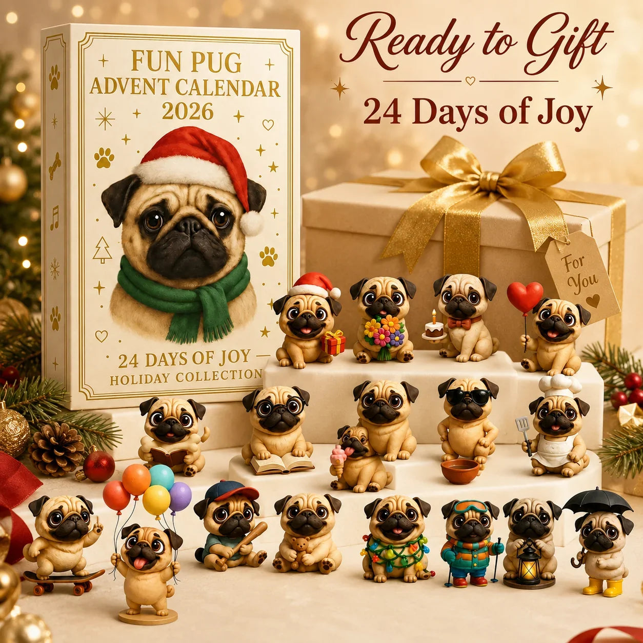 Purpose-Built Fun Pug Advent Calendar for Everyday Use