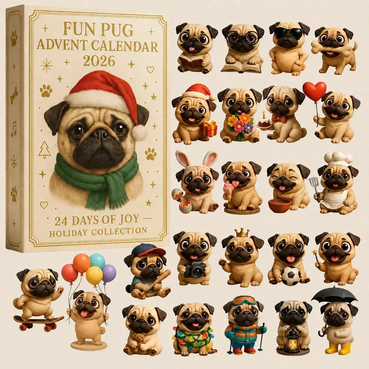 Purpose-Built Fun Pug Advent Calendar for Everyday Use