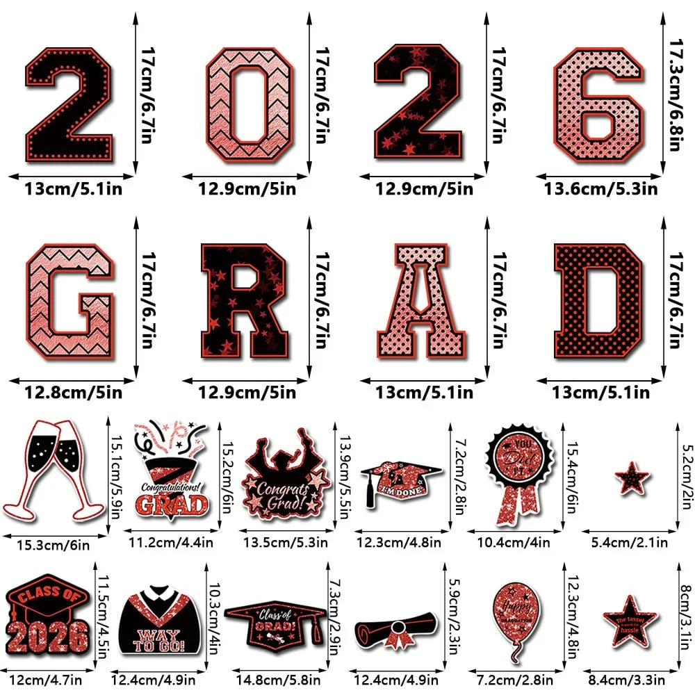 Congrats Grad 2026 Magnetic Decorations - 30-Piece Set