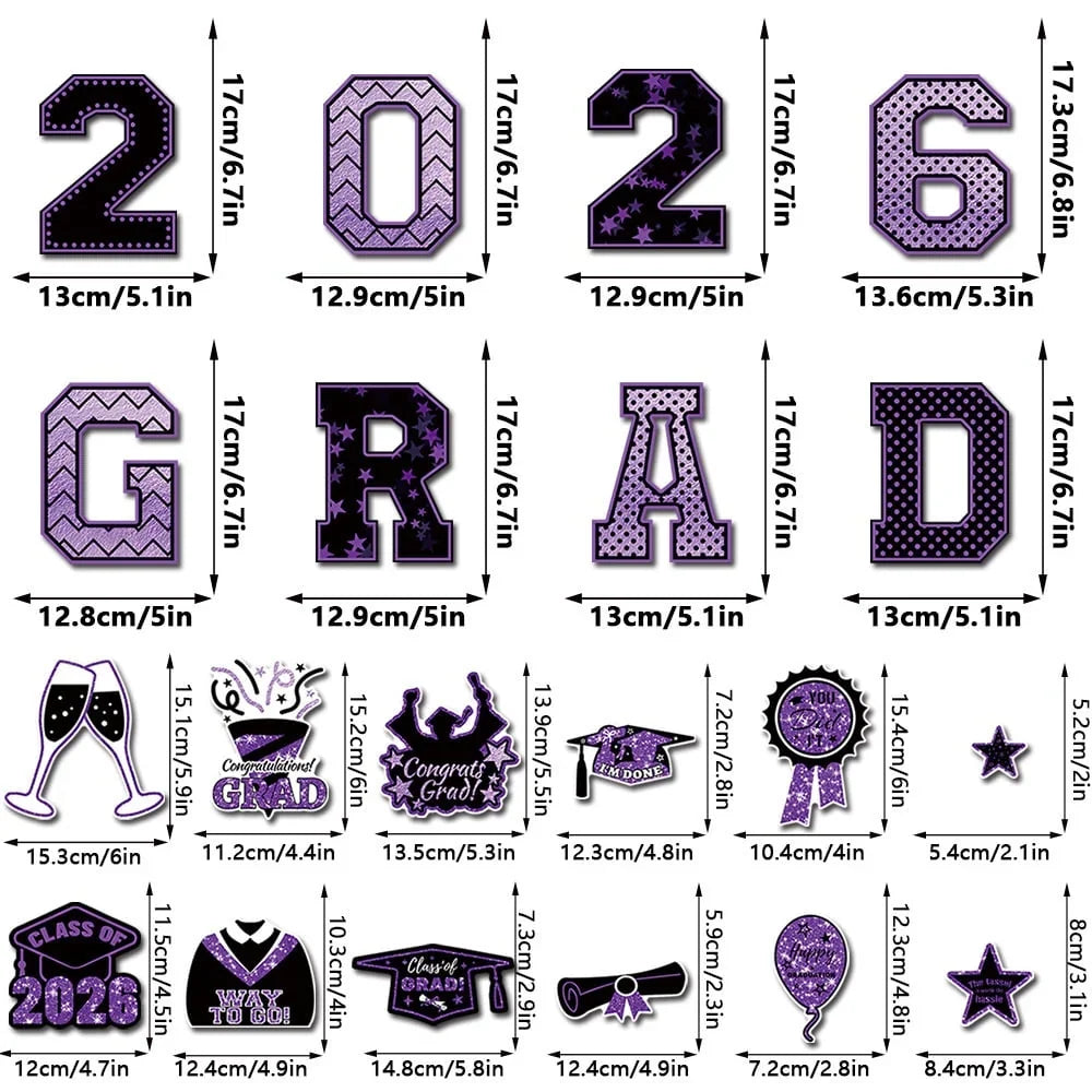 Congrats Grad 2026 Magnetic Decorations - 30-Piece Set