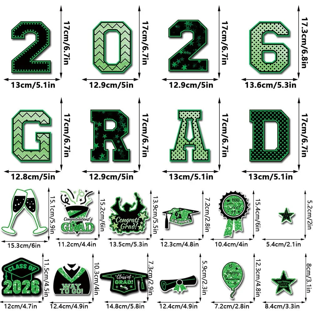 Congrats Grad 2026 Magnetic Decorations - 30-Piece Set