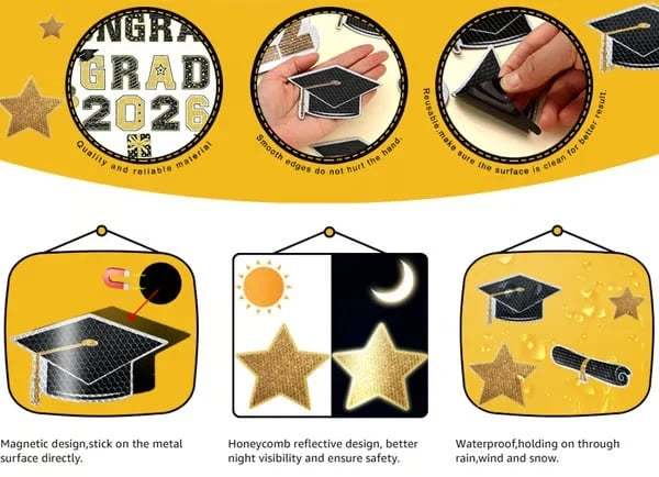 Congrats Grad 2026 Magnetic Decorations - 30-Piece Set
