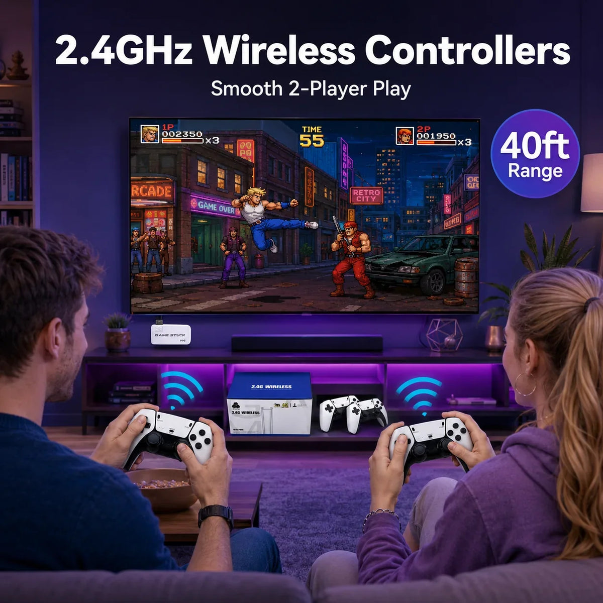 Workshop-Ready Retro Gaming Console Stick with 4K HDMI, Dual 2.4G