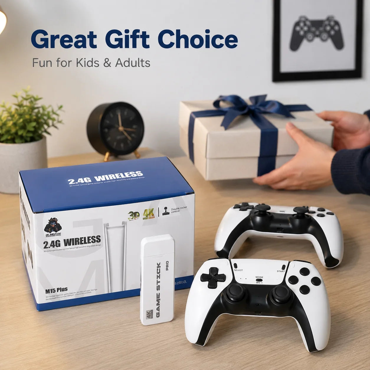 Workshop-Ready Retro Gaming Console Stick with 4K HDMI, Dual 2.4G