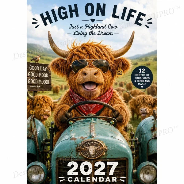Purpose-Built Funny Highland Cow Wall Calendar – A4 Hanging Calendar