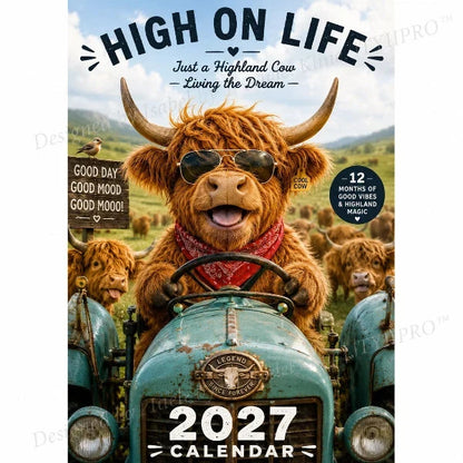 Purpose-Built Funny Highland Cow Wall Calendar – A4 Hanging Calendar