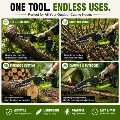8-Inch Portable Electric Mini Chainsaw for Tree Trimming and DIY