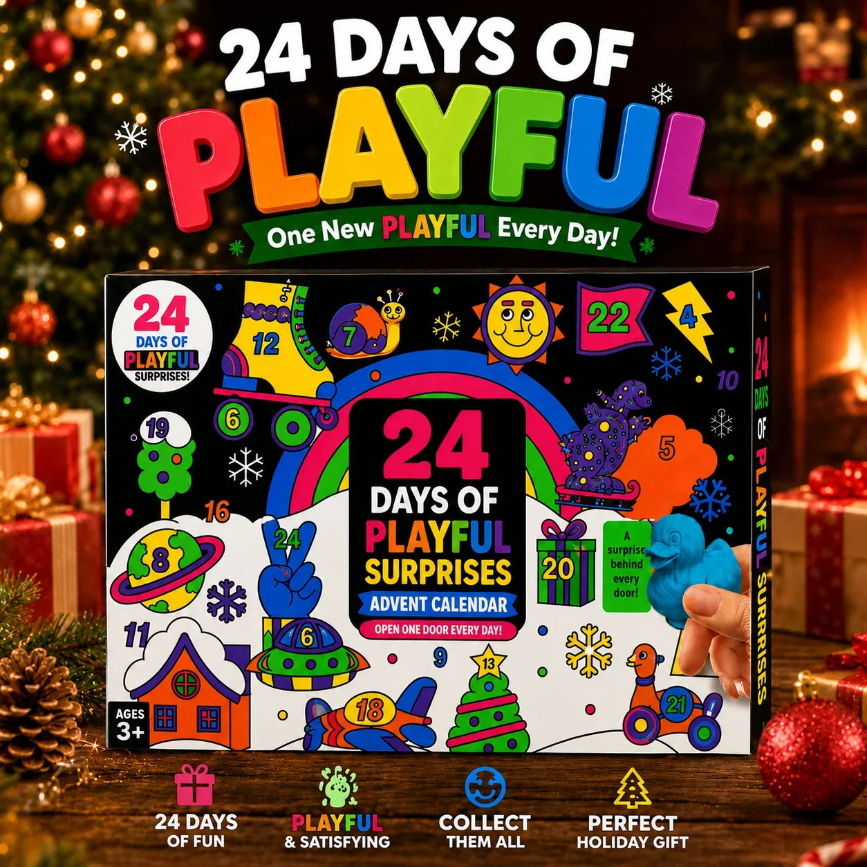 Squishy Surprise Countdown Calendar with 24 Daily Compartments