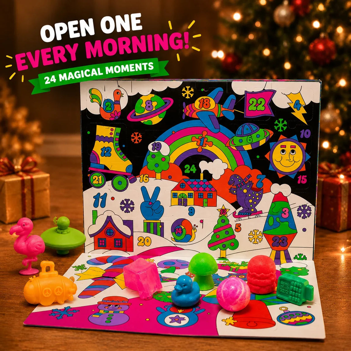 Squishy Surprise Countdown Calendar with 24 Daily Compartments
