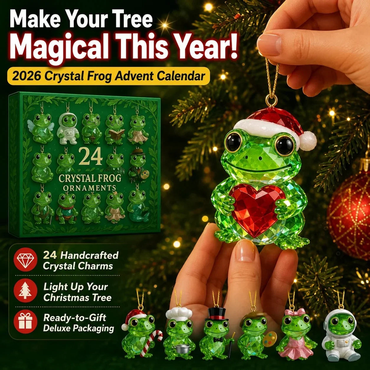 24-Day Forest Frog Ornament Countdown Calendar