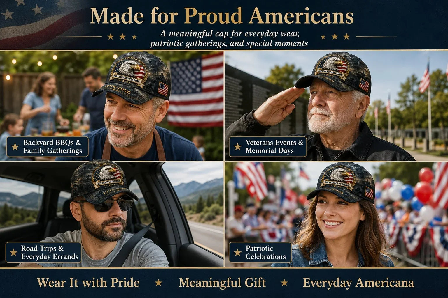 Distinctive 250 Years of dom Eagle Cap – Patriotic Vintage Baseball