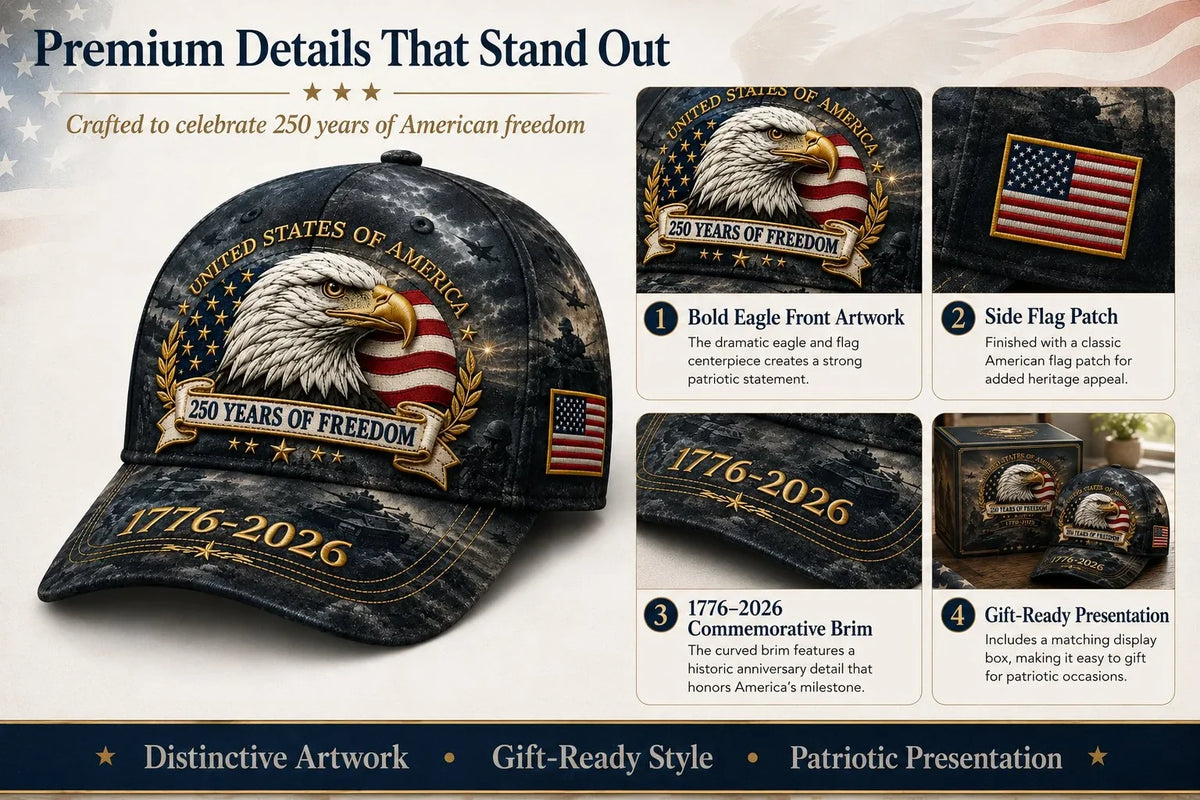 Distinctive 250 Years of dom Eagle Cap – Patriotic Vintage Baseball