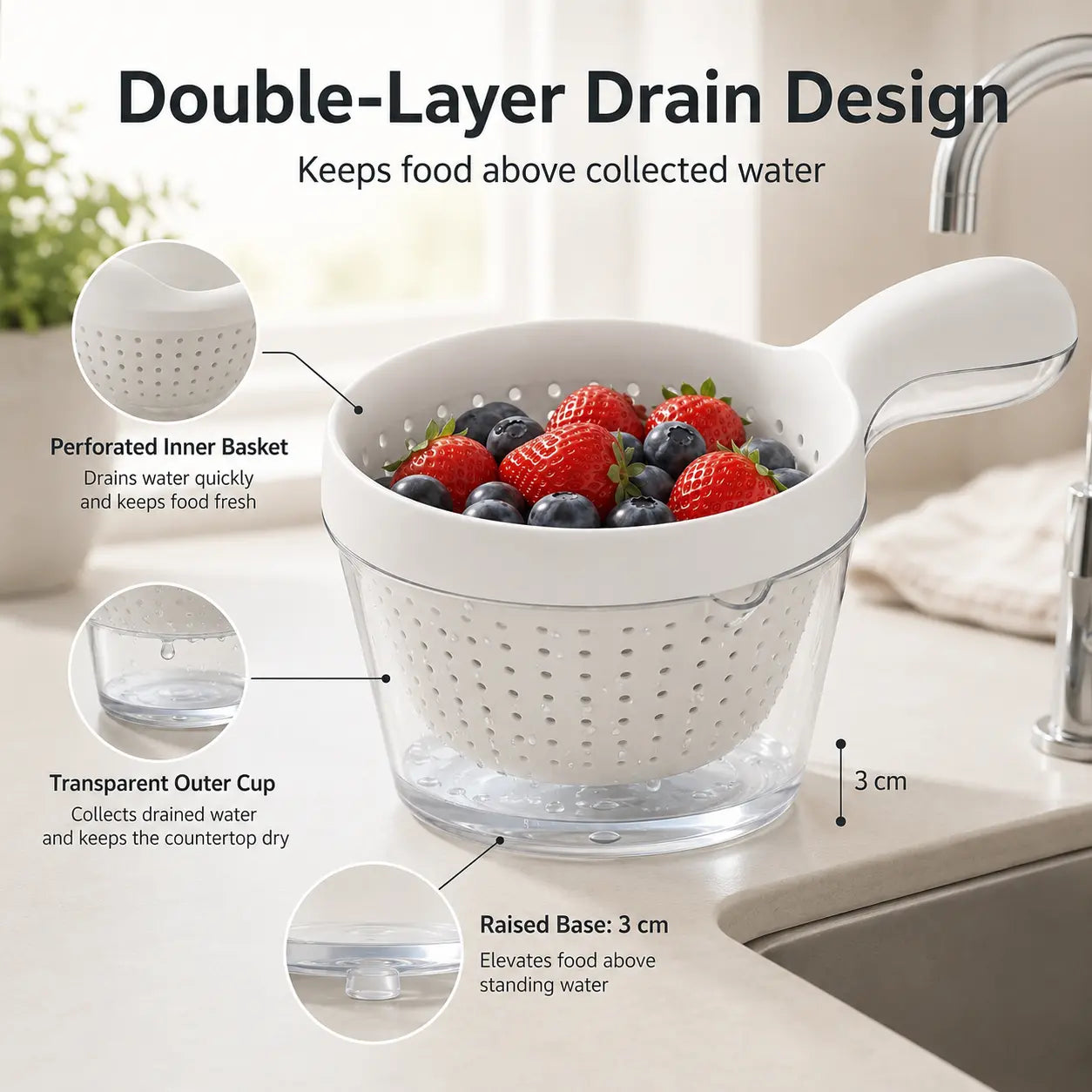 Easy-Use 2-in-1 Drain – Fruits Effortlessly for Daily Kitchen Tasks