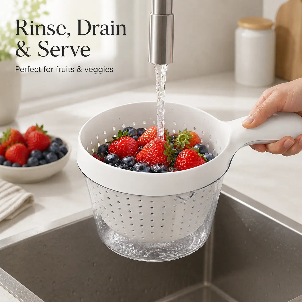 Easy-Use 2-in-1 Drain – Fruits Effortlessly for Daily Kitchen Tasks