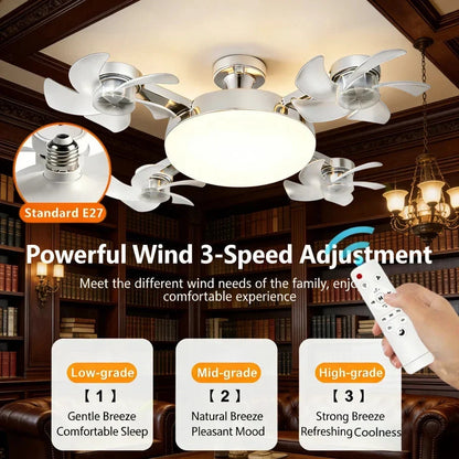 Decorative 2-in-1 E27 Ceiling Fan Light with Remote