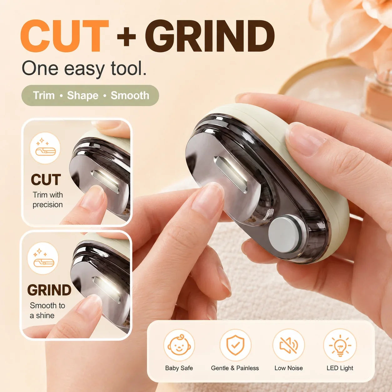 Purpose-Built 2-in-1 Electric Nail Clipper with LED for Everyday Use