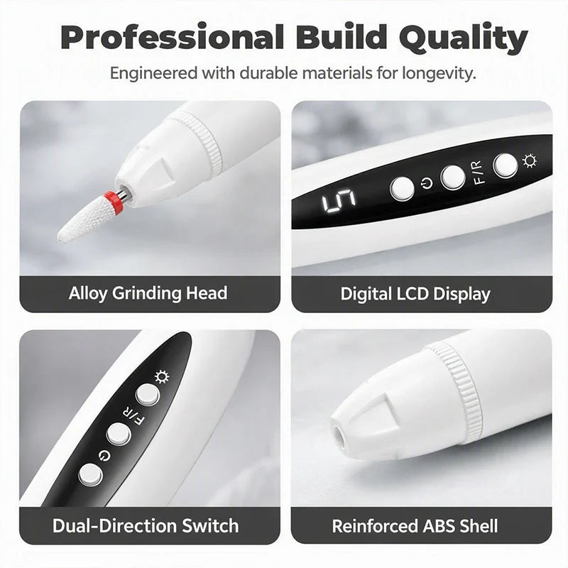 Decorative 2-in-1 Electric Nail Drill with UV Gel Light Portable