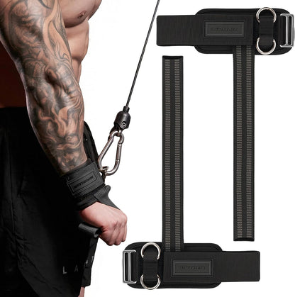 2-in-1 Weightlifting Wrist Straps with Dual D-Rings for Cable Training