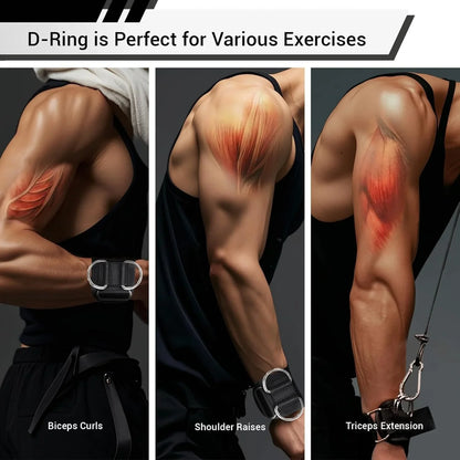 2-in-1 Weightlifting Wrist Straps with Dual D-Rings for Cable Training