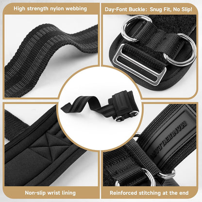 2-in-1 Weightlifting Wrist Straps with Dual D-Rings for Cable Training