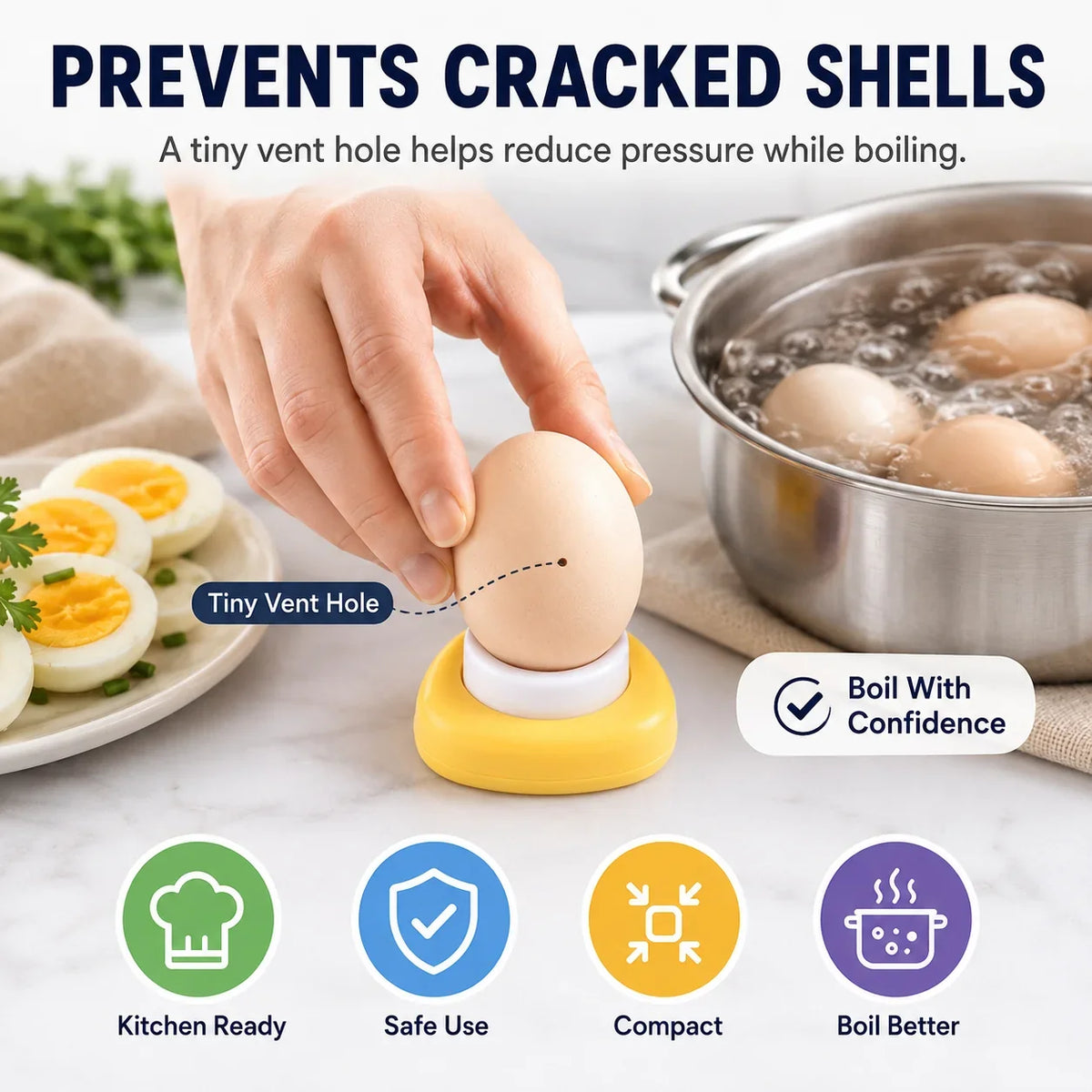 Practical 2PCS Egg Piercer with Stainless Steel Needle, One-Press Egg