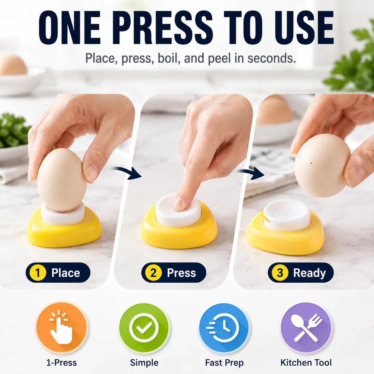 Practical 2PCS Egg Piercer with Stainless Steel Needle, One-Press Egg