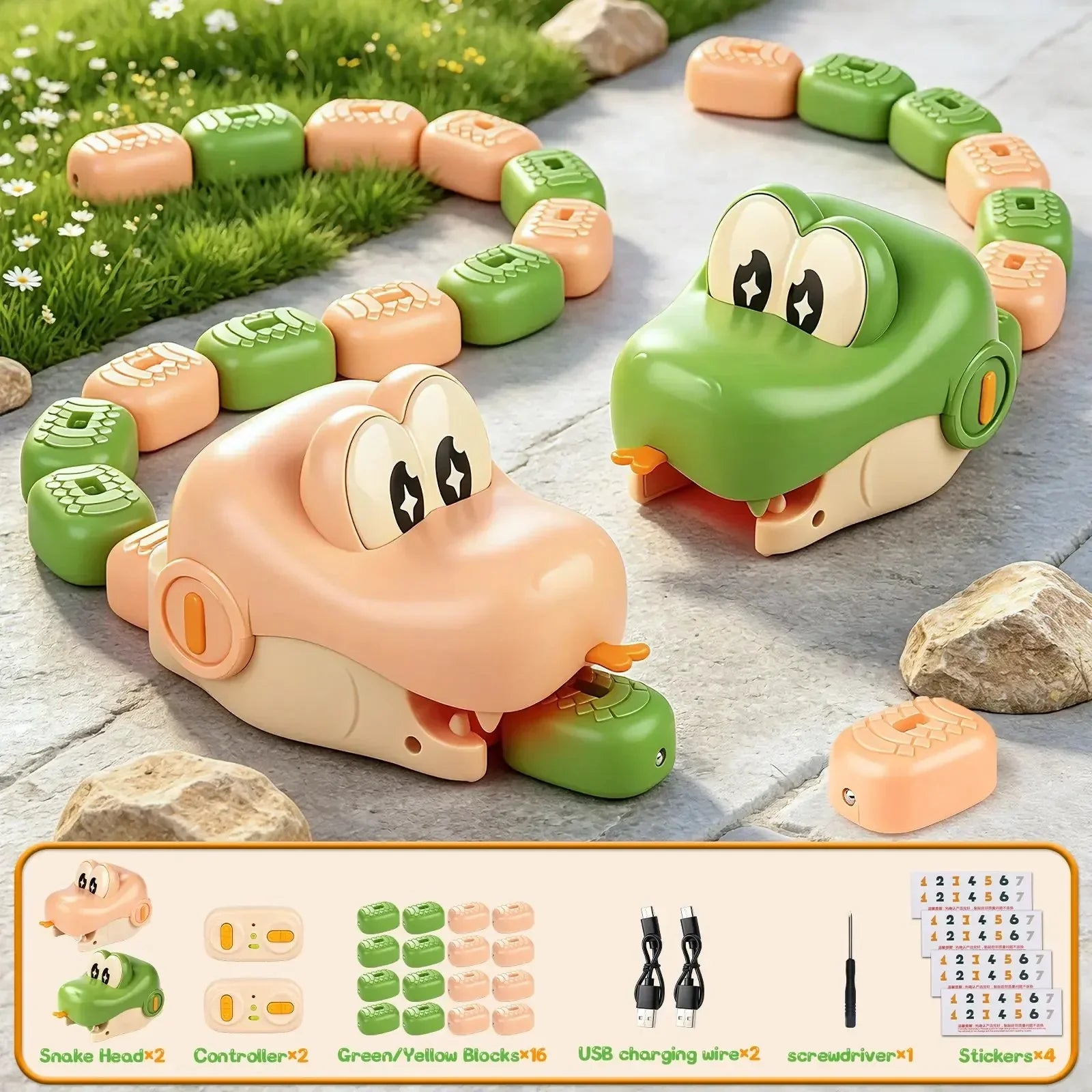 Hands-On 2-Player Remote Control Snake Toy, Realistic Crawling
