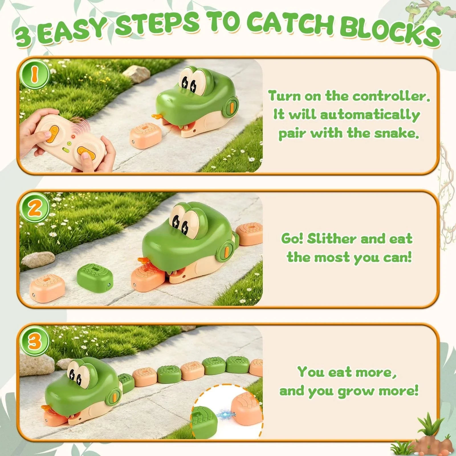 Hands-On 2-Player Remote Control Snake Toy, Realistic Crawling