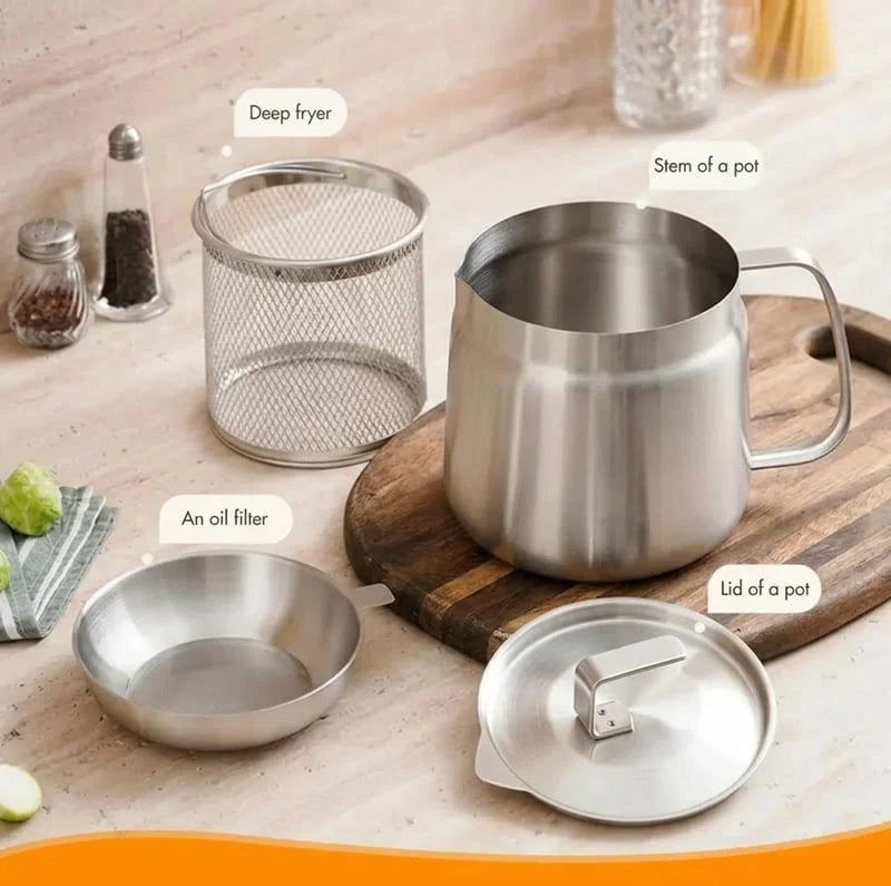 Purpose-Built 3-in-1 Stainless Steel Deep Fryer Pot – Fry, Strain &