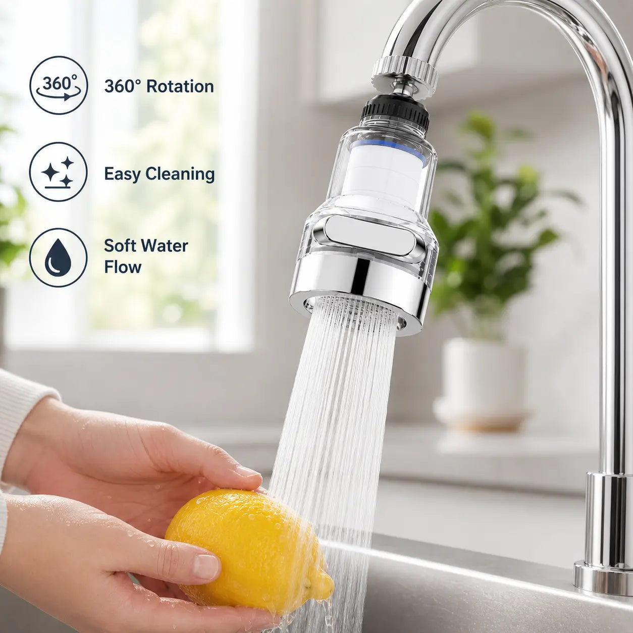 Easy-Care 360° Rotating Faucet Aerator Filter, 6-Layer – 360 Rotating