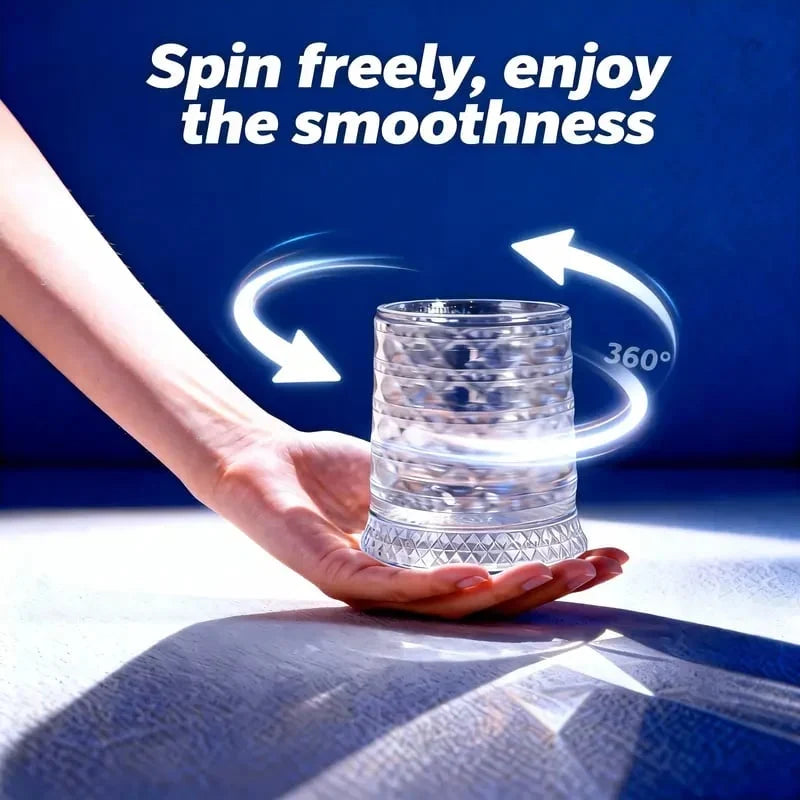 360° Spinning Star-Cut Crystal Glass for Whiskey and Cocktails