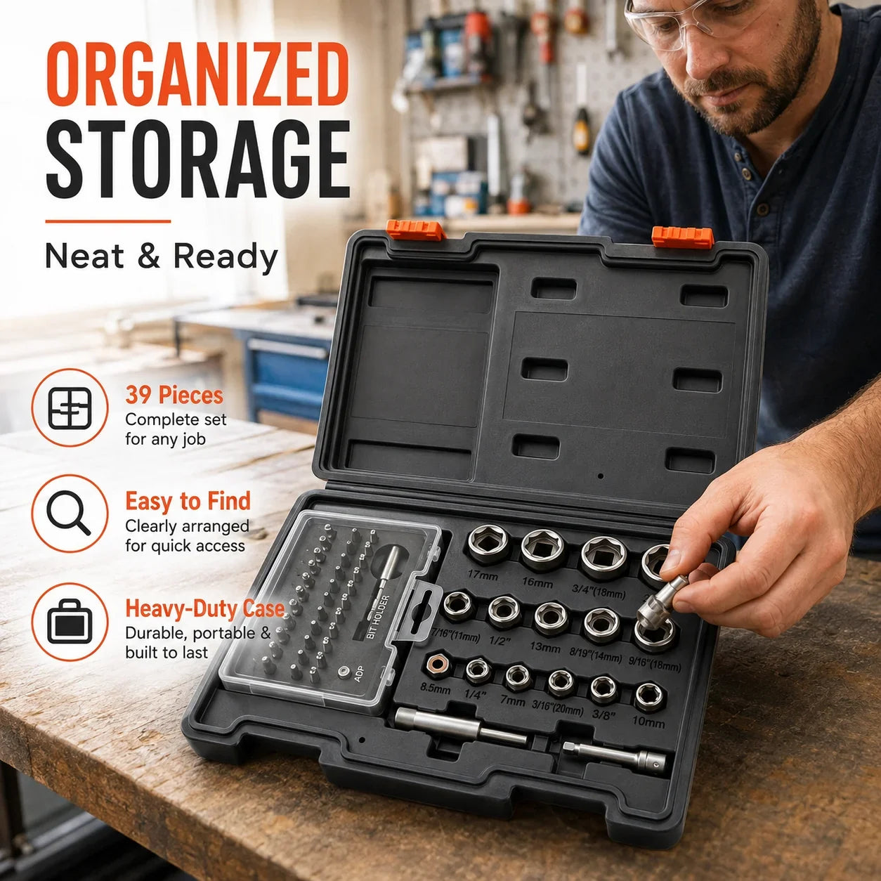 Hands-On 39-Piece Damaged Screw Extractor Set with 3/8" Drive Bolt