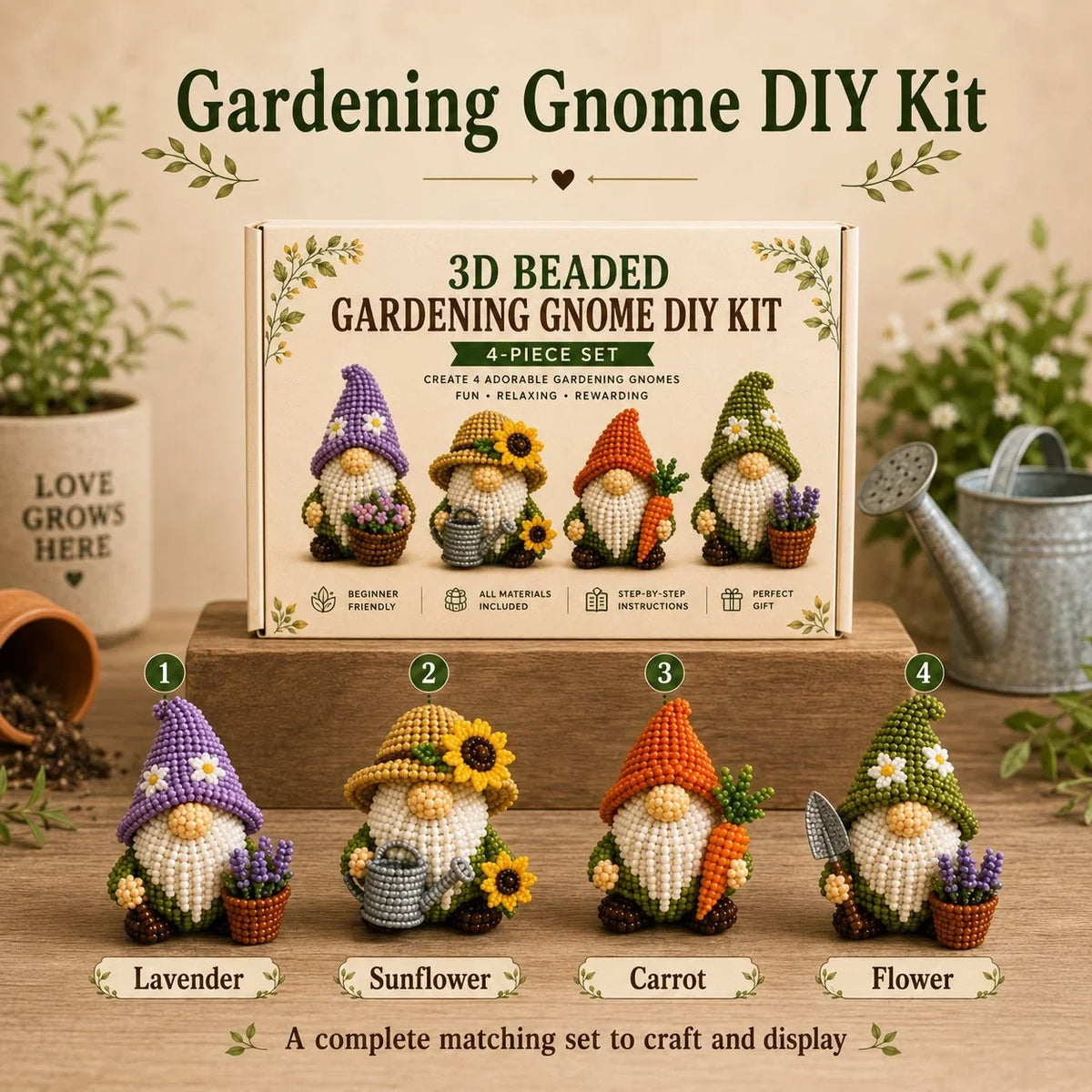 Hands-On 3D Beaded Gnome DIY Kit Collection for Creative Play