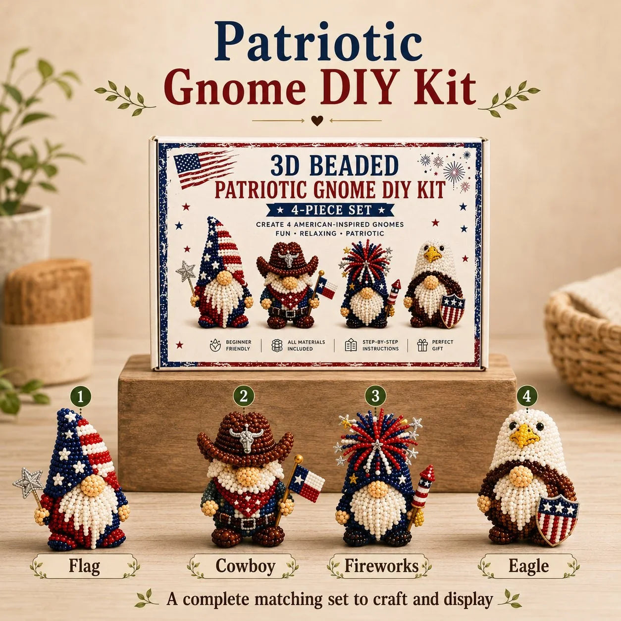 Hands-On 3D Beaded Gnome DIY Kit Collection for Creative Play