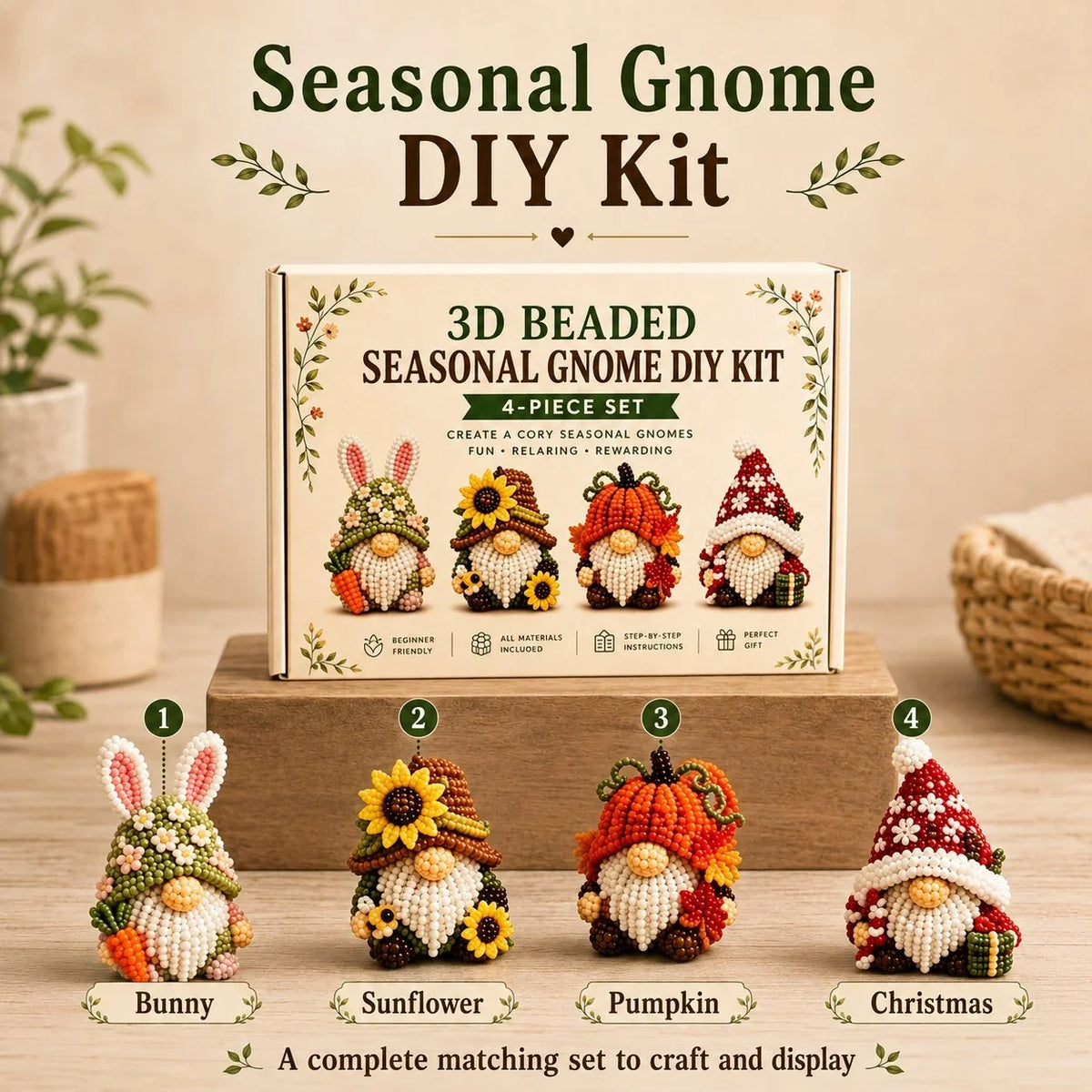 Hands-On 3D Beaded Gnome DIY Kit Collection for Creative Play