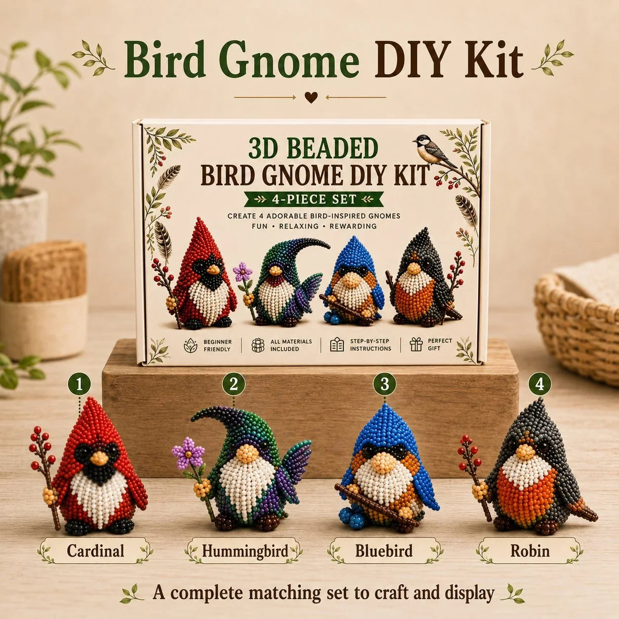 Hands-On 3D Beaded Gnome DIY Kit Collection for Creative Play