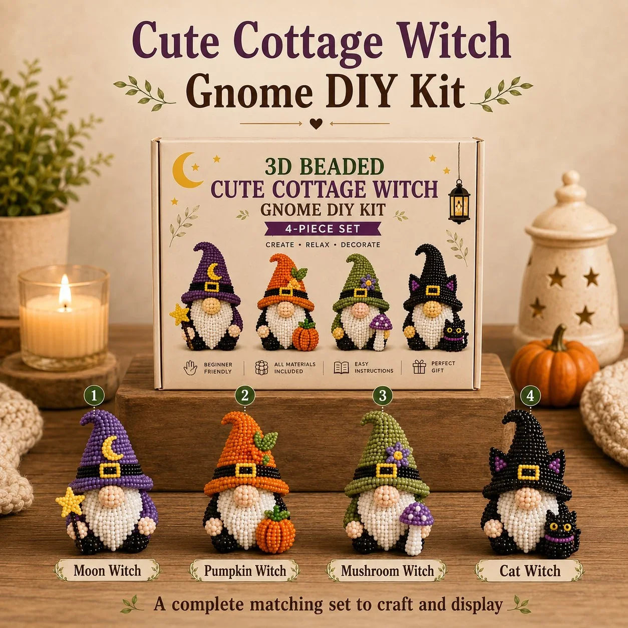 Hands-On 3D Beaded Gnome DIY Kit Collection for Creative Play