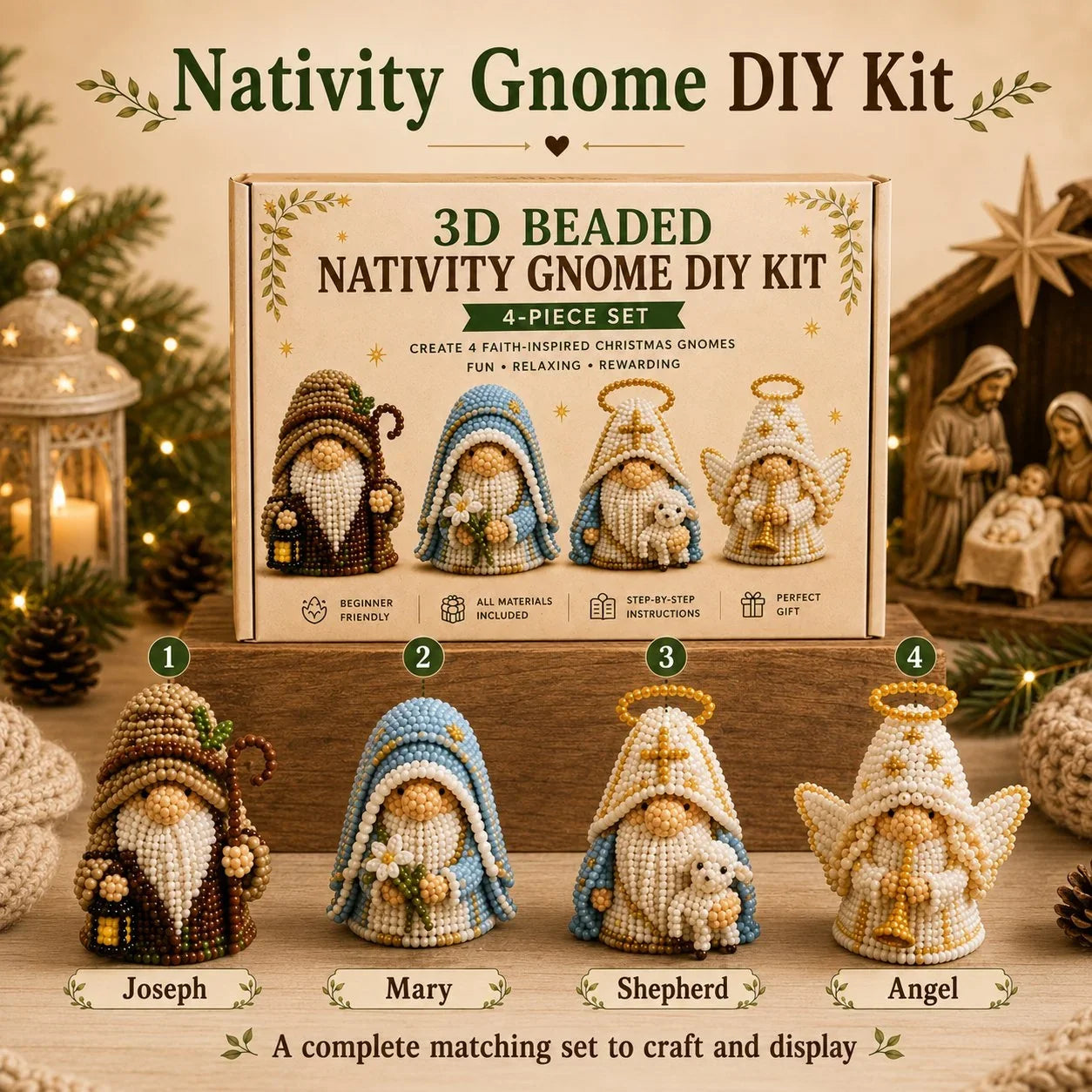 Hands-On 3D Beaded Gnome DIY Kit Collection for Creative Play