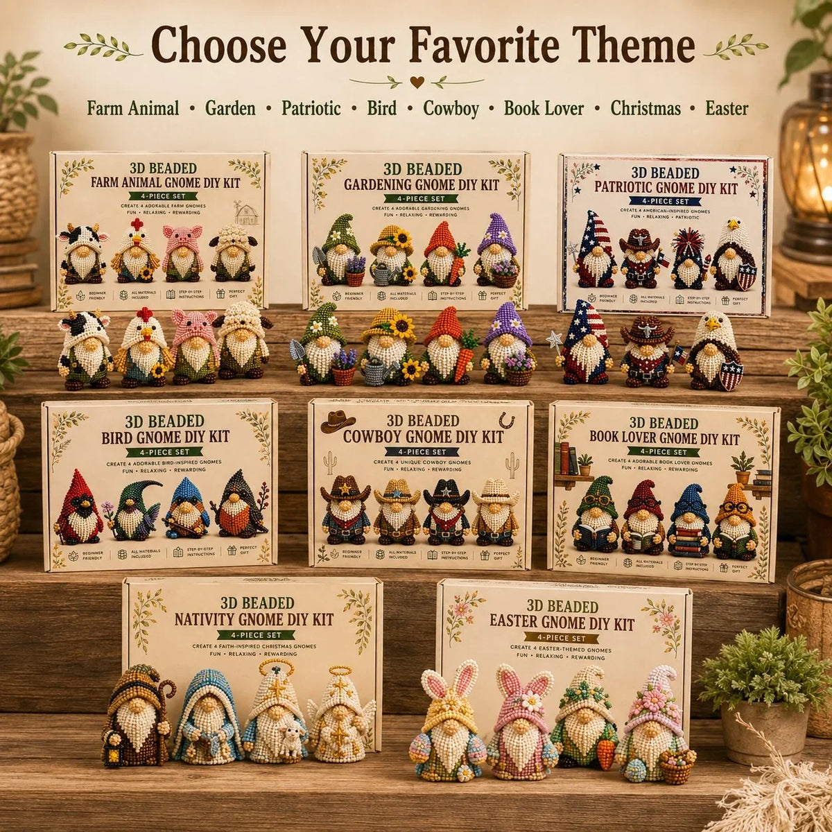 Hands-On 3D Beaded Gnome DIY Kit Collection for Creative Play