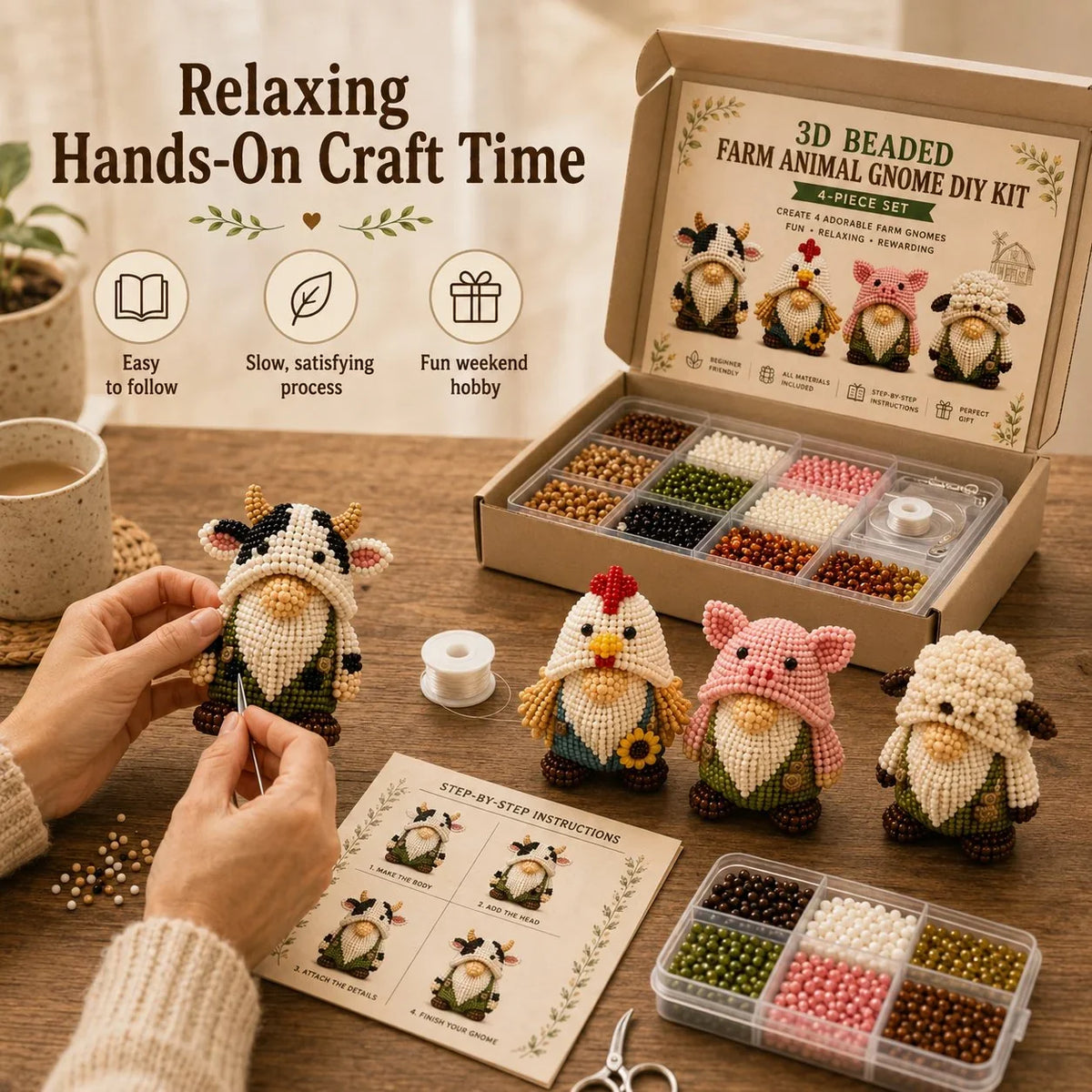 Hands-On 3D Beaded Gnome DIY Kit Collection for Creative Play