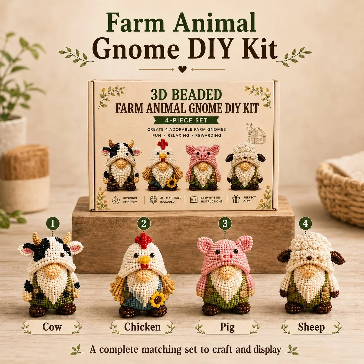 Hands-On 3D Beaded Gnome DIY Kit Collection for Creative Play
