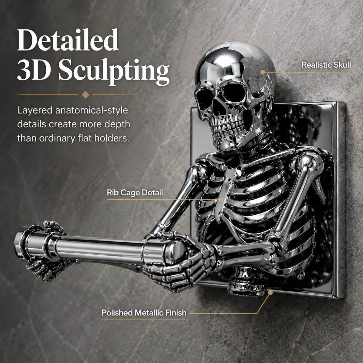 Purpose-Built 3D Skeleton Toilet Paper Holder for Everyday Use