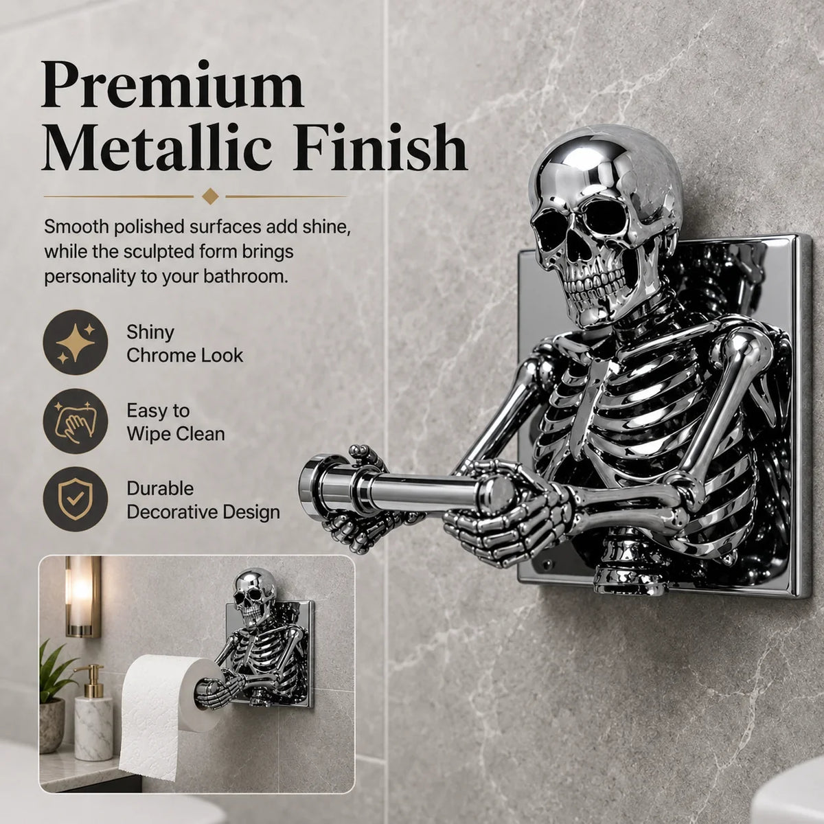 Purpose-Built 3D Skeleton Toilet Paper Holder for Everyday Use