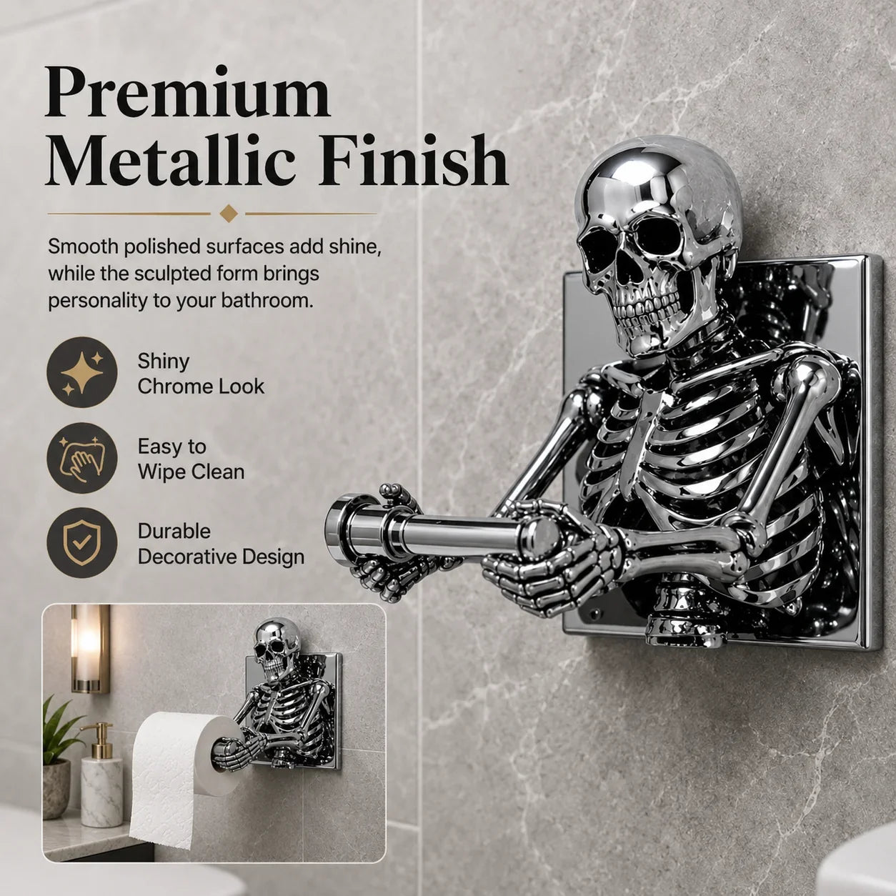 Purpose-Built 3D Skeleton Toilet Paper Holder for Everyday Use