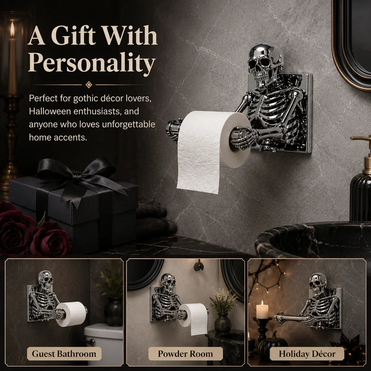 Purpose-Built 3D Skeleton Toilet Paper Holder for Everyday Use
