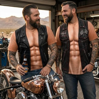 Distinctive Personalized Six Pack ABS with Biker Vest Men Funny 3D